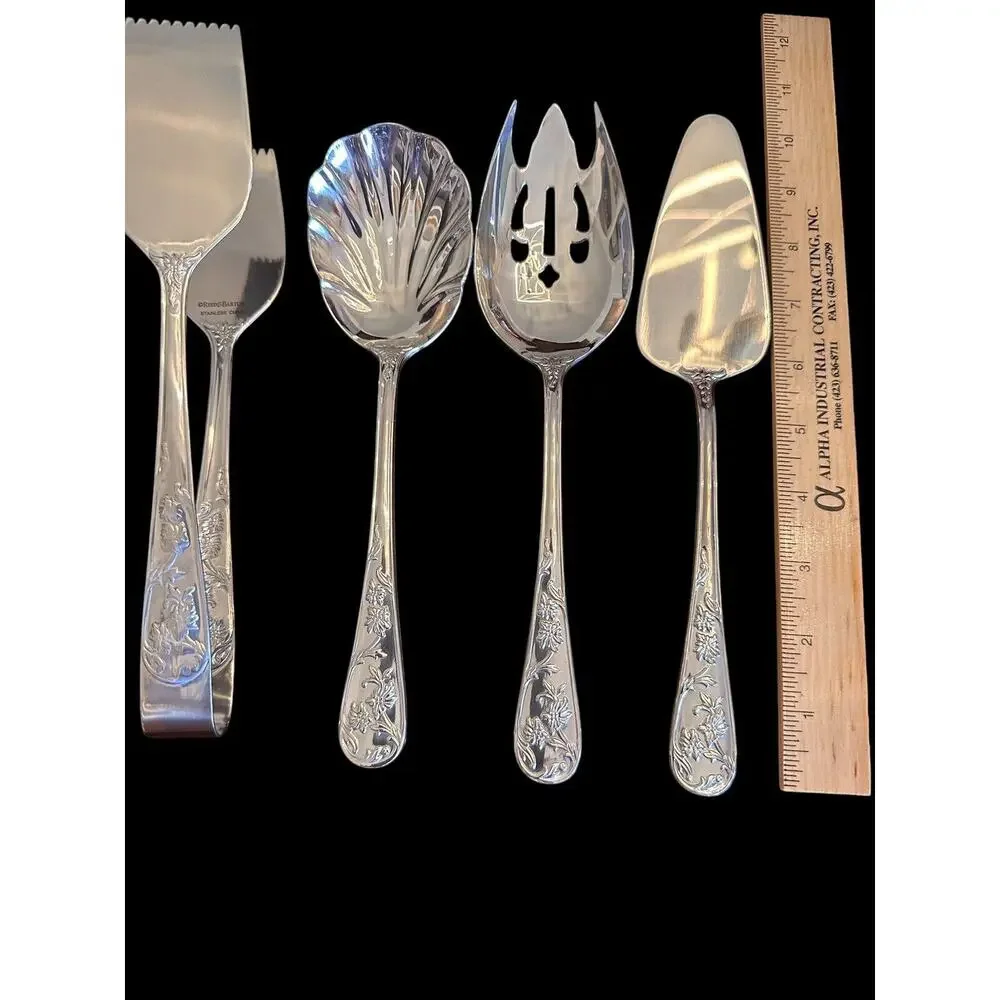 Reed & Barton Stainless Queen’s Garden 4 pc serving set Vintage Discontinued
